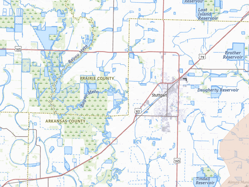 Radar-estimated hail-size map of the storm over Stuttgart, AR on Jun 1, 2026