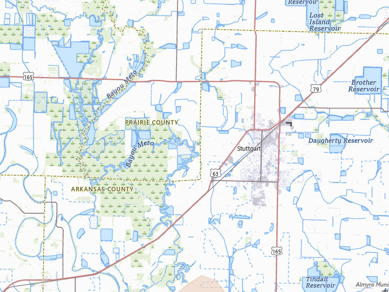 Radar-estimated hail-size map of the storm over Stuttgart, AR on Jul 11, 2026