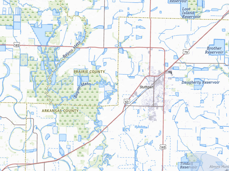 NEXRAD radar-signature map of the hail storm over Stuttgart, AR on Jul 11, 2026