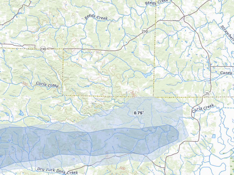 NEXRAD radar-signature map of the hail storm over Sulphur Rock, AR on Apr 28, 2026