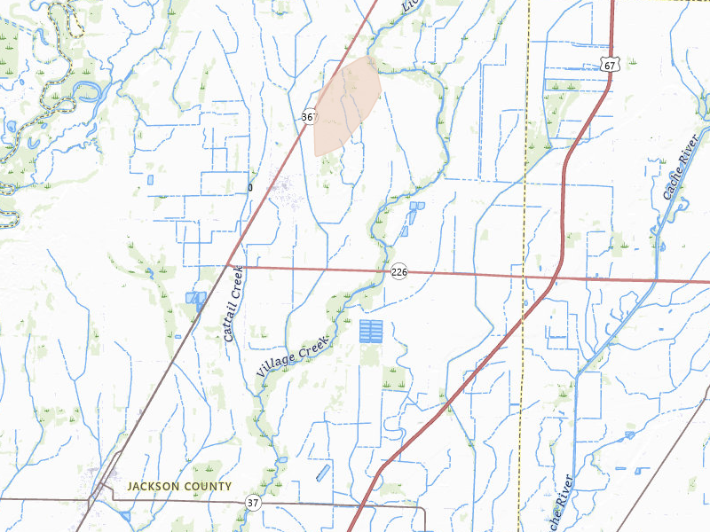 Radar-estimated hail-size map of the storm over Swifton, AR on Apr 28, 2026