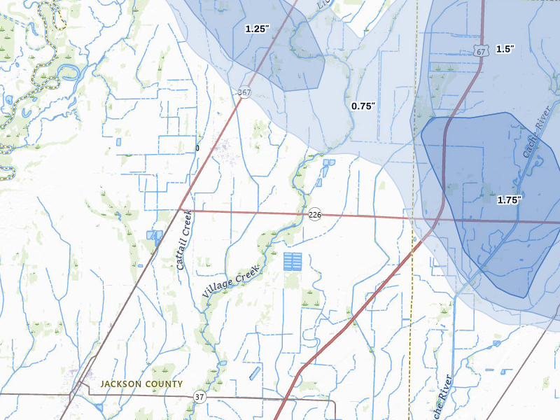 NEXRAD radar-signature map of the hail storm over Swifton, AR on Jun 1, 2026