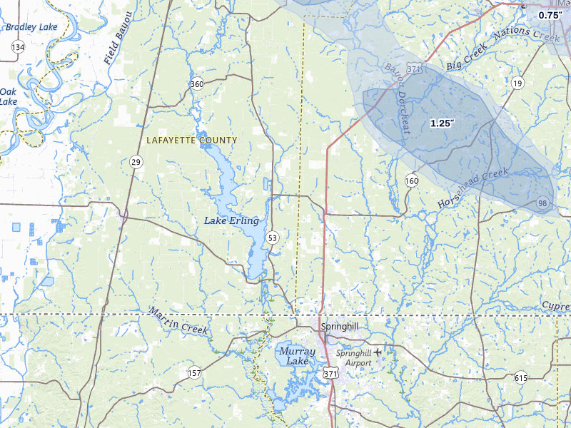 NEXRAD radar-signature map of the hail storm over Taylor, AR on Apr 25, 2026
