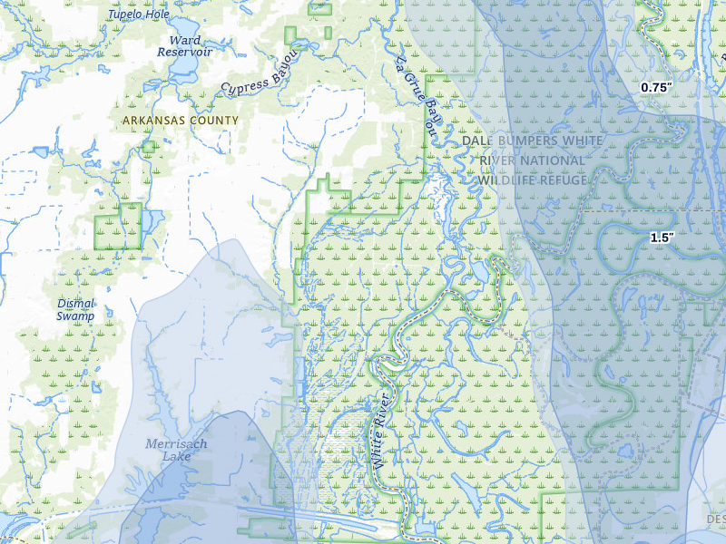 NEXRAD radar-signature map of the hail storm over Tichnor, AR on Jun 1, 2026