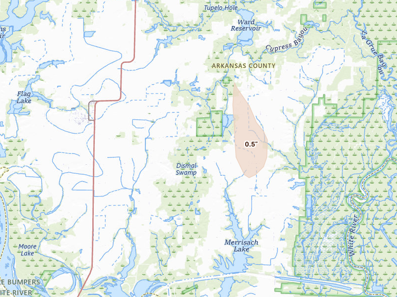 Radar-estimated hail-size map of the storm over Tichnor, AR
