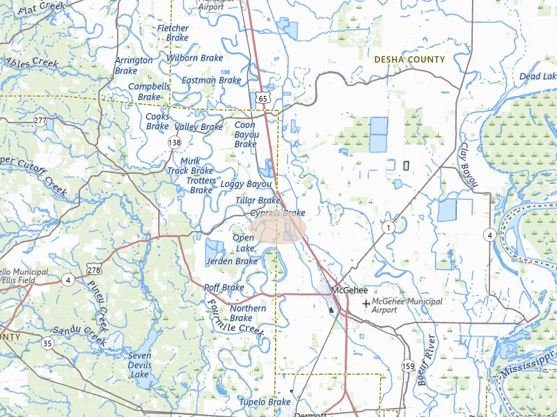 Radar-estimated hail-size map of the storm over Tillar, AR on Jul 8, 2026