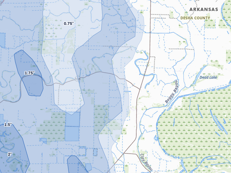 NEXRAD radar-signature map of the hail storm over Tillar, AR on Aug 20, 2026