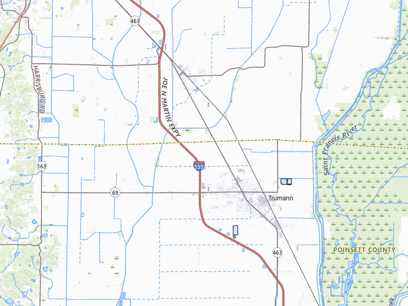 NEXRAD radar-signature map of the hail over Trumann, AR