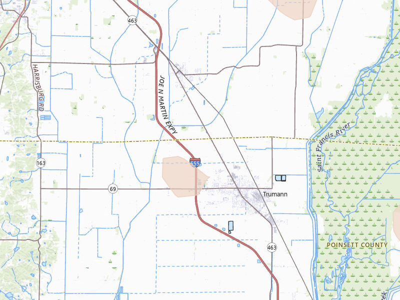 Radar-estimated hail-size map of the storm over Trumann, AR on Jul 11, 2026