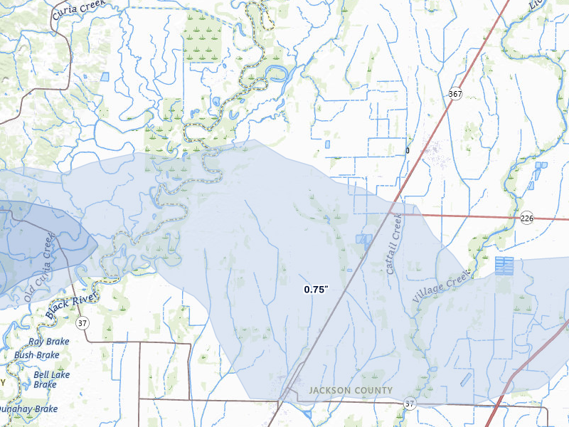 NEXRAD radar-signature map of the hail over Tuckerman, AR