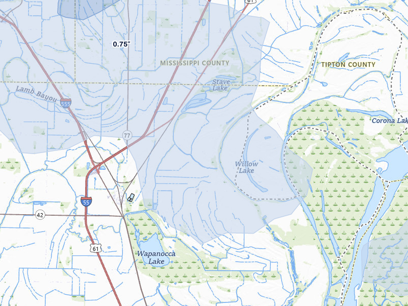 NEXRAD radar-signature map of the hail storm over Turrell, AR on Apr 28, 2026