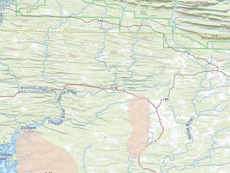 Radar-estimated hail-size map of the storm over Umpire, AR on Aug 20, 2026