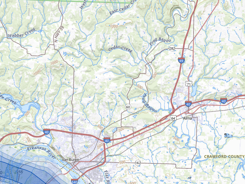 NEXRAD radar-signature map of the hail storm over Van Buren, AR on May 8, 2026