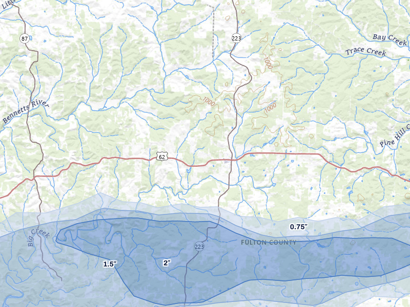 NEXRAD radar-signature map of the hail storm over Viola, AR on Mar 4, 2026
