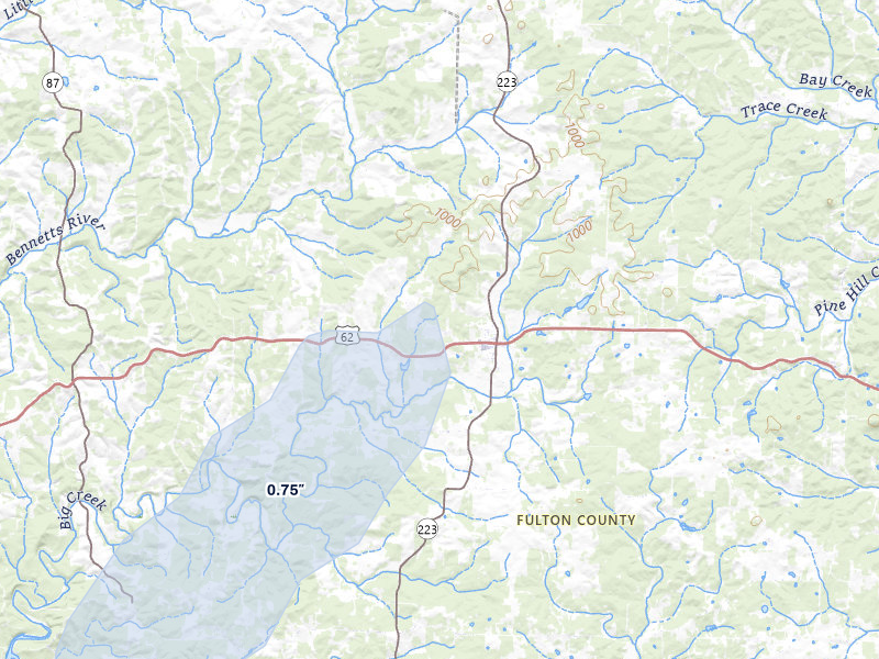 NEXRAD radar-signature map of the hail storm over Viola, AR on Mar 7, 2026