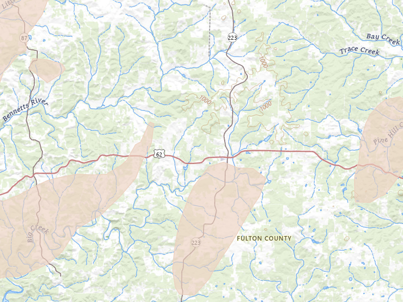 Radar-estimated hail-size map of the storm over Viola, AR on Mar 15, 2026