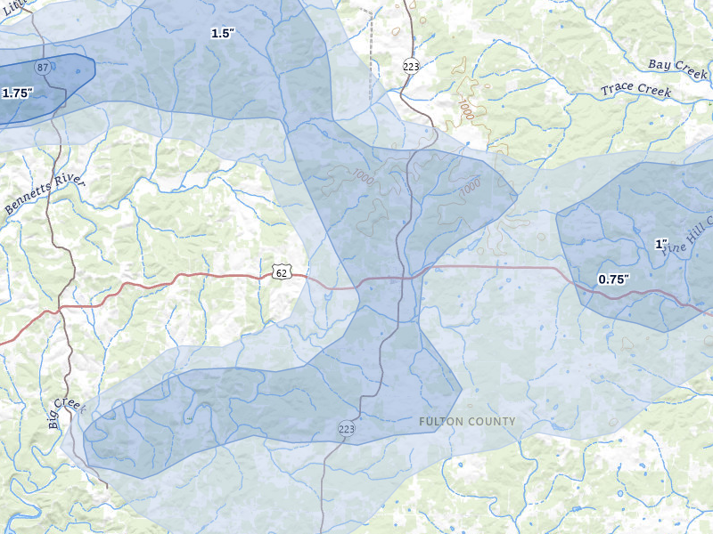 NEXRAD radar-signature map of the hail storm over Viola, AR on Mar 15, 2026