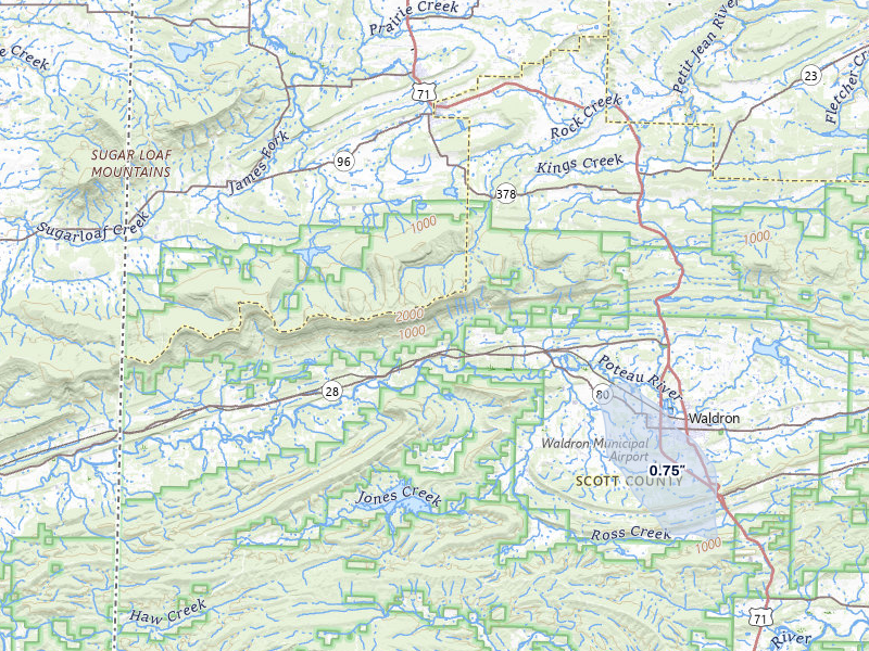 NEXRAD radar-signature map of the hail storm over Waldron, AR on Mar 6, 2026