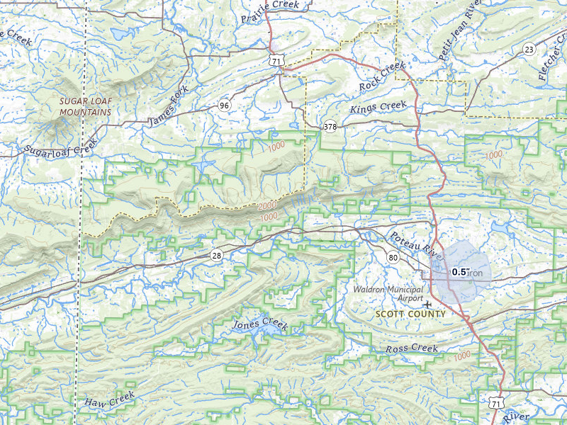 NEXRAD radar-signature map of the hail storm over Waldron, AR on Mar 7, 2026