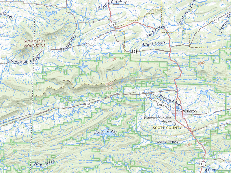 NEXRAD radar-signature map of the hail storm over Waldron, AR on Jul 8, 2026