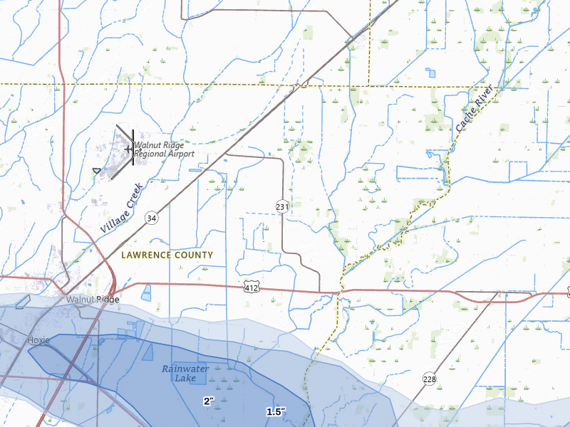 NEXRAD radar-signature map of the hail storm over Walnut Ridge, AR on Jul 11, 2026