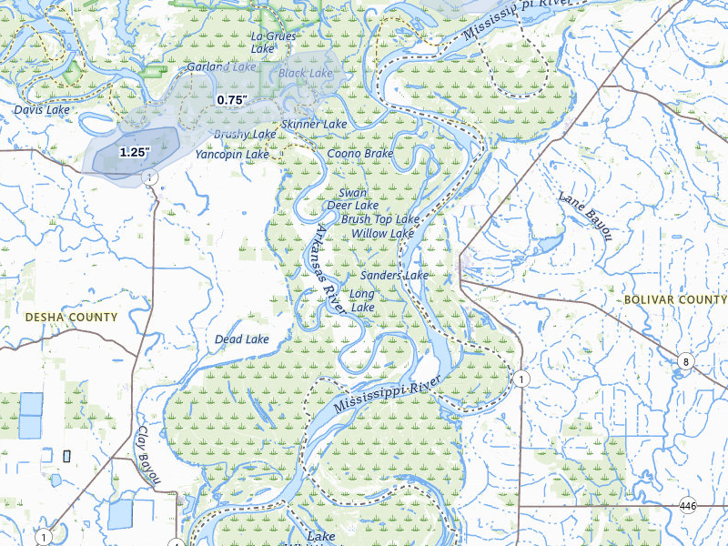 NEXRAD radar-signature map of the hail storm over Watson, AR on Mar 7, 2026