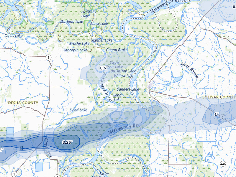 NEXRAD radar-signature map of the hail storm over Watson, AR on Mar 15, 2026