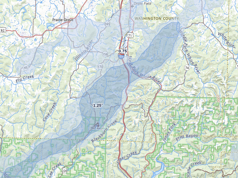 NEXRAD radar-signature map of the hail storm over West Fork, AR on Mar 6, 2026