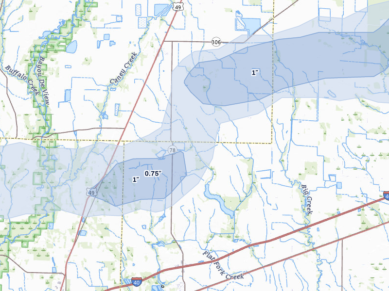 NEXRAD radar-signature map of the hail storm over Wheatley, AR on Mar 15, 2026