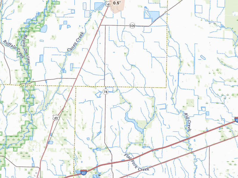 Radar-estimated hail-size map of the storm over Wheatley, AR on Jun 1, 2026