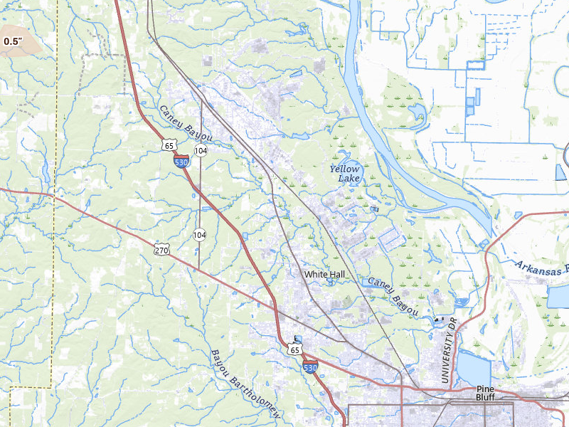 Radar-estimated hail-size map of the storm over White Hall, AR on May 5, 2026