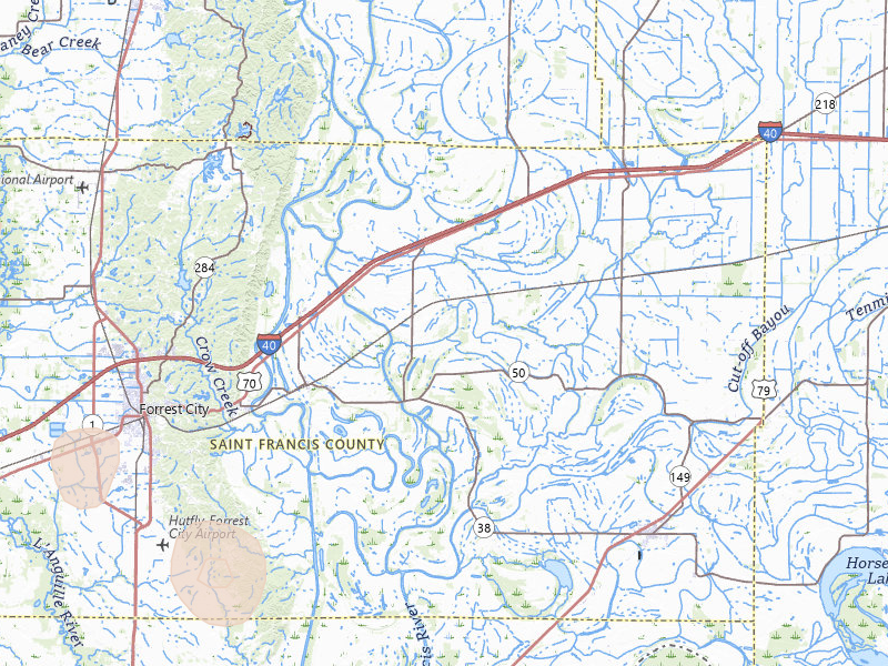 Radar-estimated hail-size map of the storm over Widener, AR on Jul 11, 2026