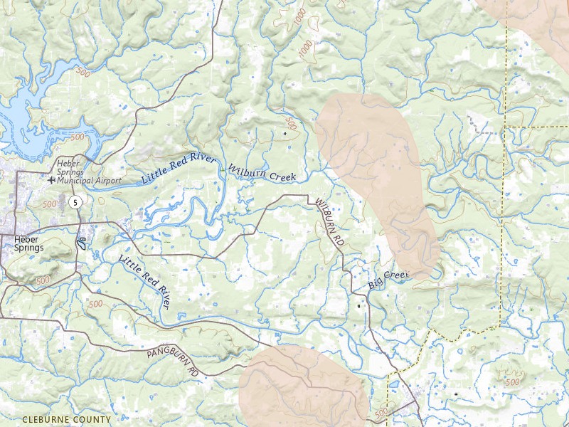 Radar-estimated hail-size map of the storm over Wilburn, AR on Jun 1, 2026