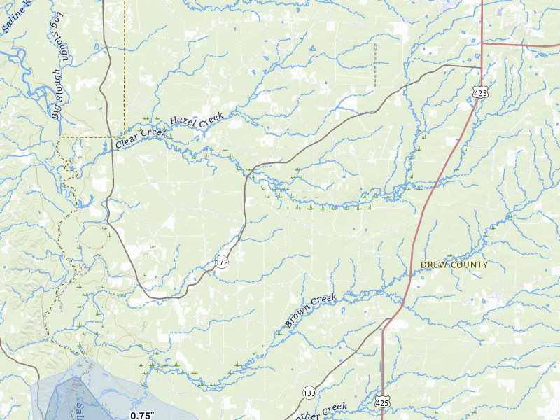 NEXRAD radar-signature map of the hail storm over Wilmar, AR on Apr 28, 2026