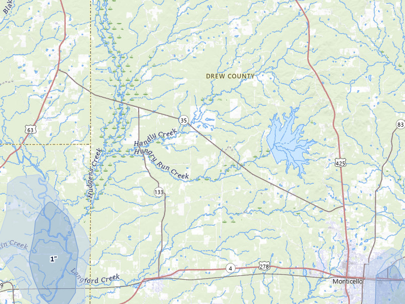 NEXRAD radar-signature map of the hail over Wilmar, AR