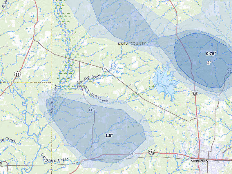 NEXRAD radar-signature map of the hail storm over Wilmar, AR on Jul 29, 2026