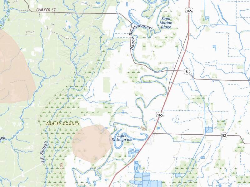 Radar-estimated hail-size map of the storm over Wilmot, AR on Jul 8, 2026