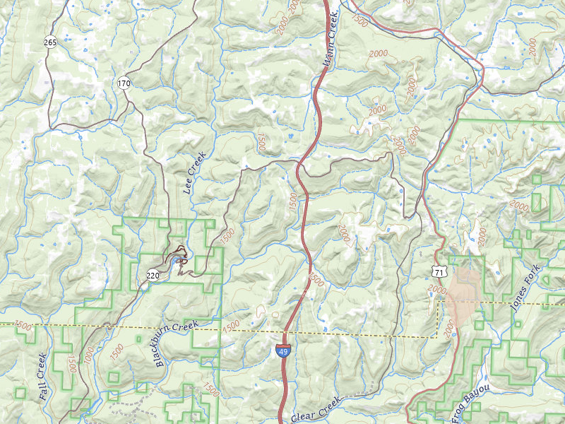 Radar-estimated hail-size map of the storm over Winslow, AR on Mar 10, 2026