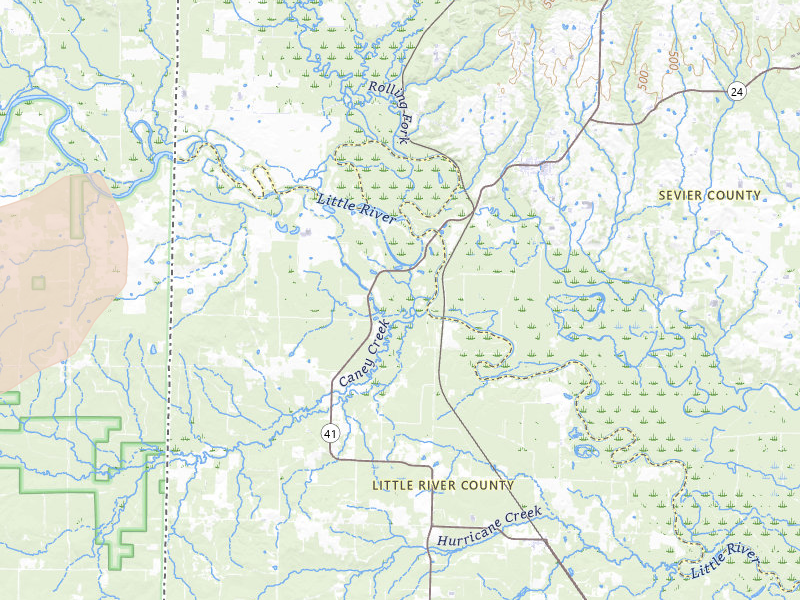 Radar-estimated hail-size map of the storm over Winthrop, AR on Apr 24, 2026