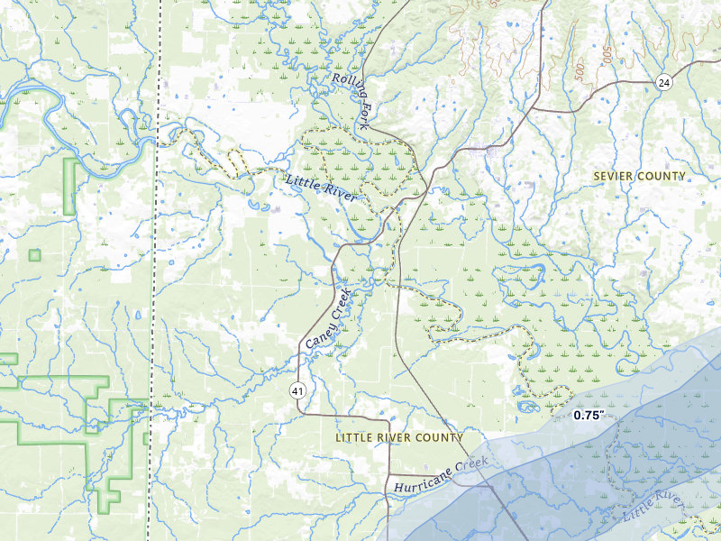 NEXRAD radar-signature map of the hail storm over Winthrop, AR on Apr 28, 2026