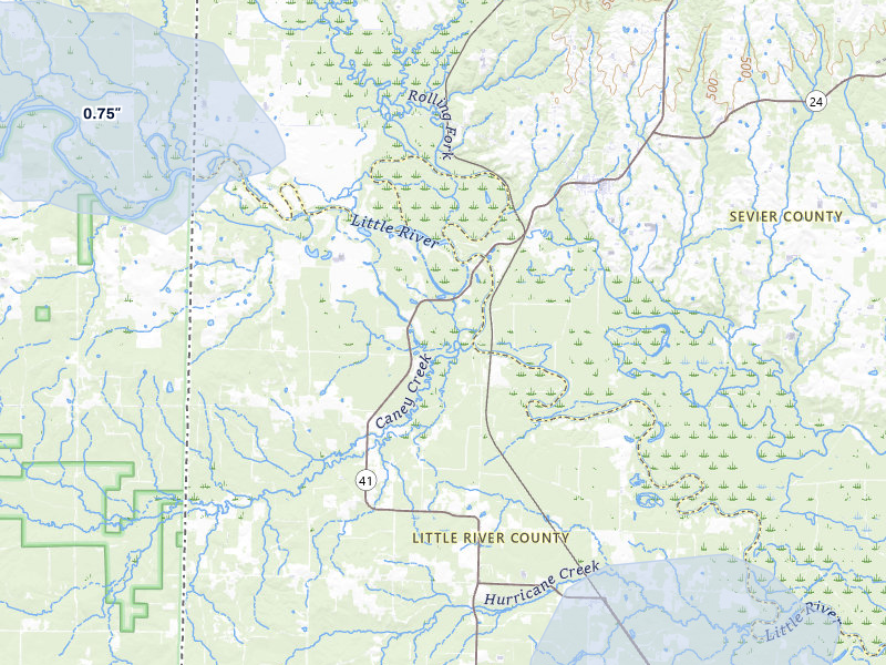 NEXRAD radar-signature map of the hail over Winthrop, AR