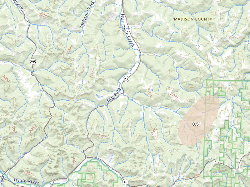 Radar-estimated hail-size map of the storm over Witter, AR