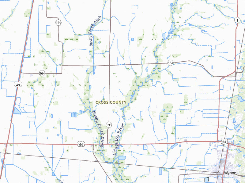 Radar-estimated hail-size map of the storm over Wynne, AR on Jul 4, 2026