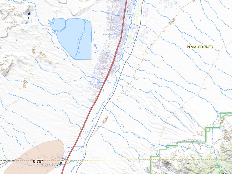Radar-estimated hail-size map of the storm over Amado, AZ on Jun 14, 2026