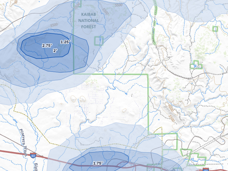 NEXRAD radar-signature map of the hail storm over Ash Fork, AZ on Aug 20, 2026