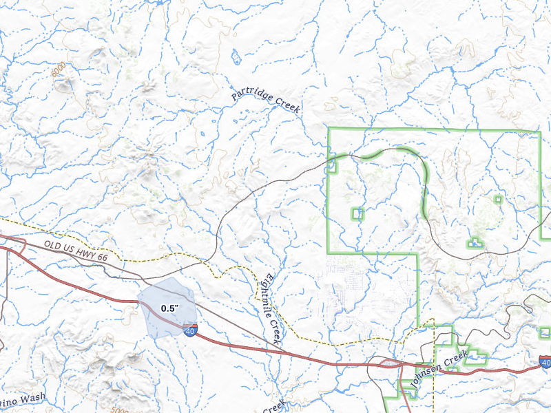 NEXRAD radar-signature map of the hail storm over Ash Fork, AZ on Aug 28, 2026