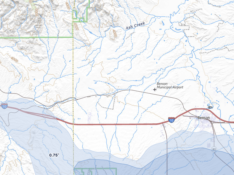NEXRAD radar-signature map of the hail storm over Benson, AZ on Aug 19, 2026