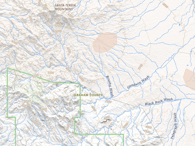 Radar-estimated hail-size map of the storm over Bylas, AZ on Aug 6, 2026