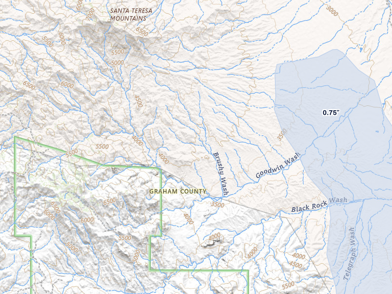 NEXRAD radar-signature map of the hail storm over Bylas, AZ on Aug 6, 2026