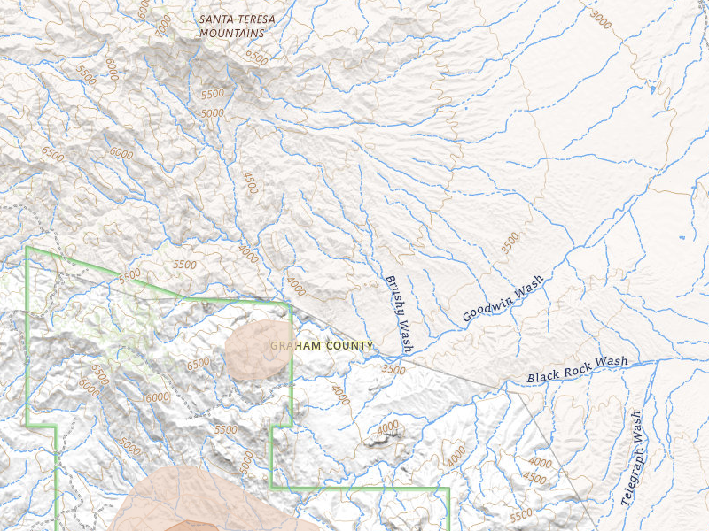 Radar-estimated hail-size map of the storm over Bylas, AZ on Aug 7, 2026